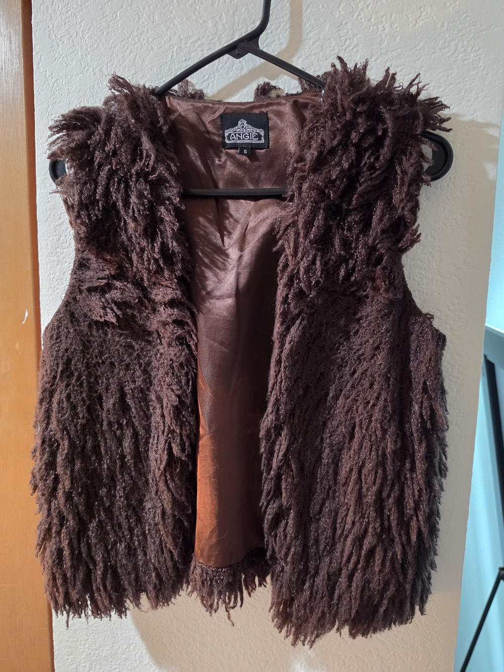 Angie Brown Faux Fur Shag Vest - Women's